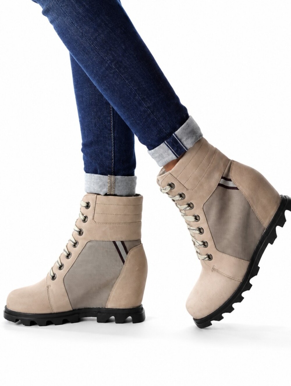 Sorel Joan Of Arctic Wedge III Lexi Waterproof Hiker Boots Taupe Neutral Sz 9